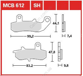 Комплект тормозных колодок, дисковый тормоз TRW MCB612