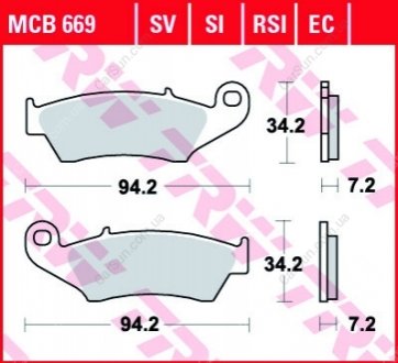 Комплект тормозных колодок, дисковый тормоз TRW MCB669EC