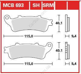 Комплект тормозных колодок, дисковый тормоз TRW MCB693SRM