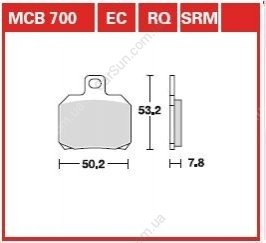 Комплект гальмівних колодок, дискове гальмо TRW MCB700EC