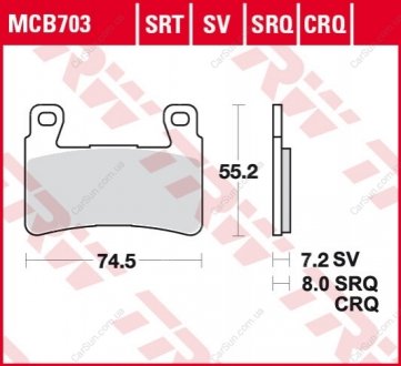 Комплект гальмівних колодок, дискове гальмо TRW MCB703