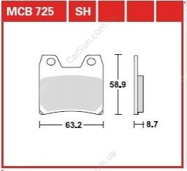 Комплект тормозных колодок, дисковый тормоз TRW MCB725