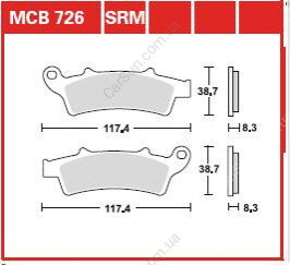 Комплект тормозных колодок, дисковый тормоз TRW MCB726SRM