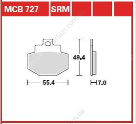 Комплект тормозных колодок, дисковый тормоз TRW MCB727SRM