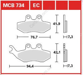 Комплект тормозных колодок, дисковый тормоз TRW MCB734EC