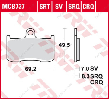 Комплект тормозных колодок, дисковый тормоз TRW MCB737SV