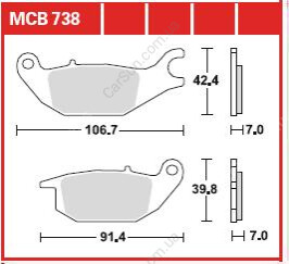 Комплект тормозных колодок, дисковый тормоз TRW MCB738