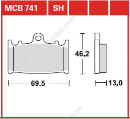 Комплект тормозных колодок, дисковый тормоз TRW MCB741SH