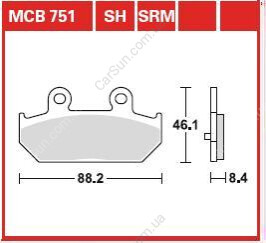 Комплект тормозных колодок, дисковый тормоз TRW MCB751SRM