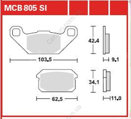 Комплект тормозных колодок, дисковый тормоз TRW MCB805SI