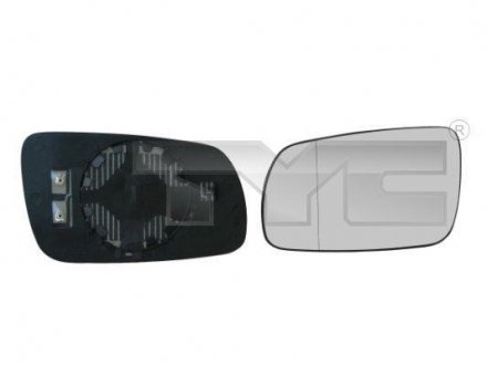 Стекло зеркала (левое) (асферическое / с подогревом) Skoda Octavia I 96-10 TYC 332-0014-1