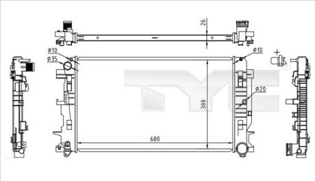 Радиатор охлаждения MB Sprinter/VW Crafter 06- (+AC/-AC) TYC 721-0014