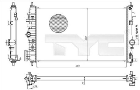 Радиатор охлаждения двигателя TYC 725-0047