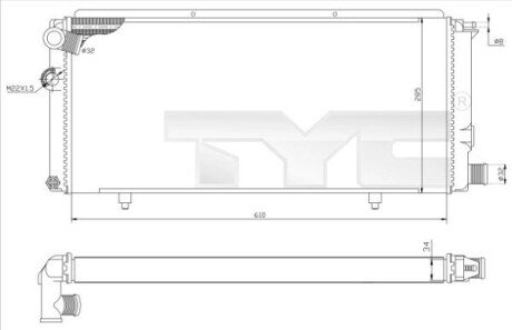 Радиатор, охлаждения дивгателя TYC 726-0014-R