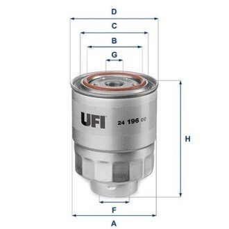 ФІЛЬТР ДИЗЕЛЬНОГО ПАЛИВА UFI 24.196.00