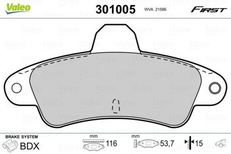 Колодки гальмівні FORD T. MONDEO 94-00 Valeo 301005