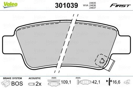 KLOCKI HAMULCOWE FIRST Valeo 301039