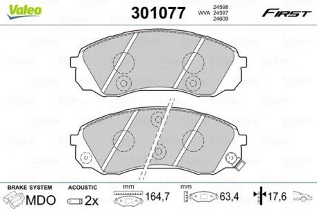 ШИНКА ПЕРШІ БЛОКИ Valeo 301077