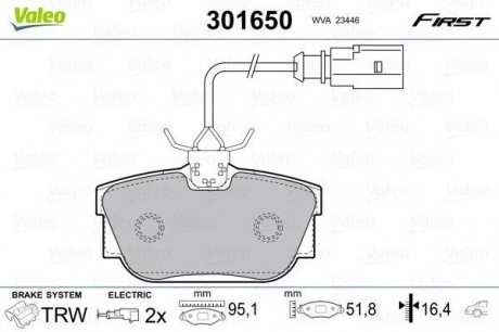 Колодки дискового тормоза Valeo 301650