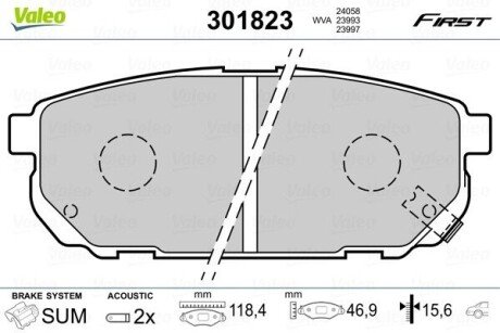 KLOCKI HAMULCOWE FIRST Valeo 301823