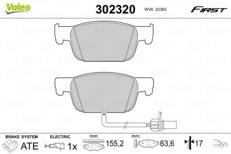 Гальмівні колодки дискові AUDI A4 Allroad/A4 Avant/A5/S5 "1,4-3,0 "F "15>> Valeo 302320