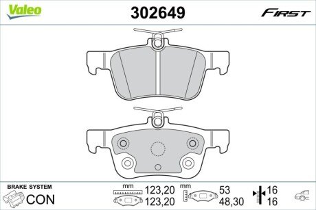 Комплект гальмівних накладок, дискове гальмо Valeo 302649