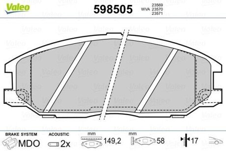 Колодки дискового тормоза Valeo 598505 (фото 1)