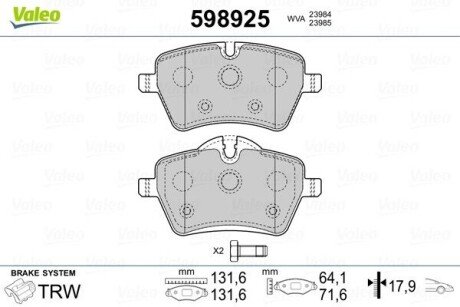 KLOCKI HAMULCOWE Valeo 598925