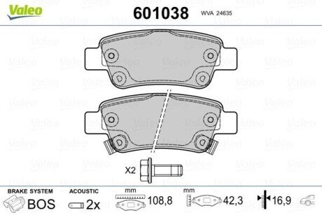 KLOCKI HAMULCOWE Valeo 601038