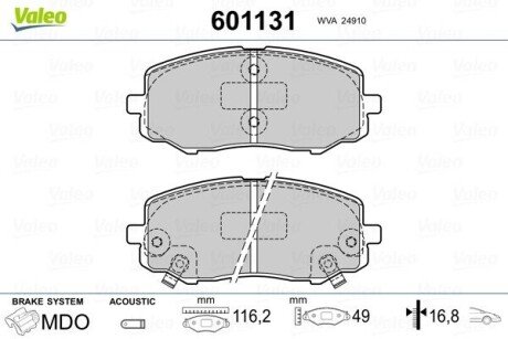 KLOCKI HAMULCOWE Valeo 601131