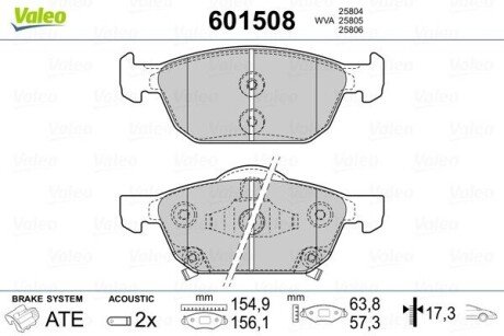 KLOCKI HAMULCOWE Valeo 601508