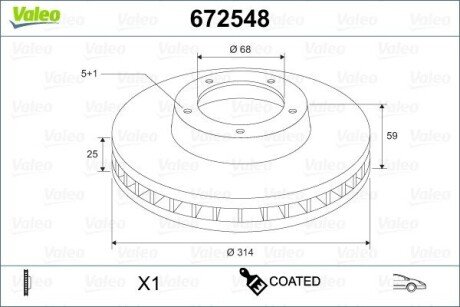 Диск гальмівний MALOWANA AUDI A6 Valeo 672548