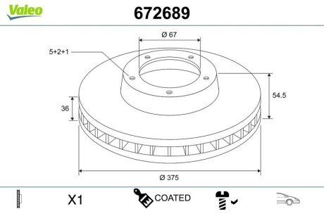 TARCZA HAMULCOWA MALOWANA X1 Valeo 672689