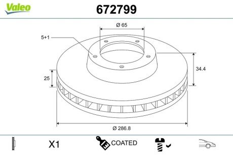 TARCZA HAMULCOWA MALOWANA X1 Valeo 672799