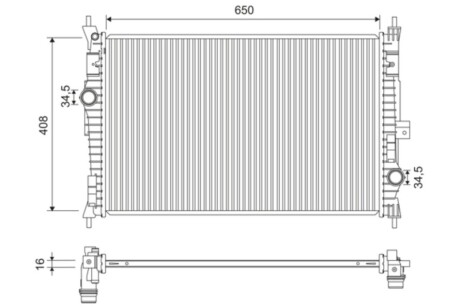 Радіатор охолодження Сitroen Berlingo/C4/C5/Jumpy/Peugeot 308/508/Expert/Partner 1.6/1.6D/2.0D 10- Valeo 701173