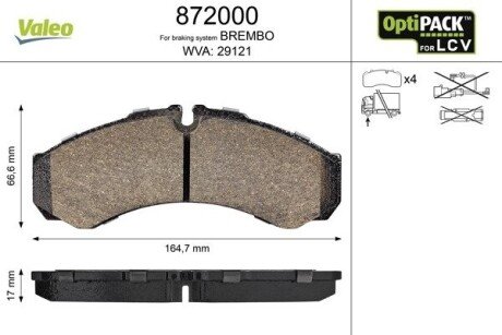 KLOCKI HAMULCOWE OPTIPACK LCV Valeo 872000