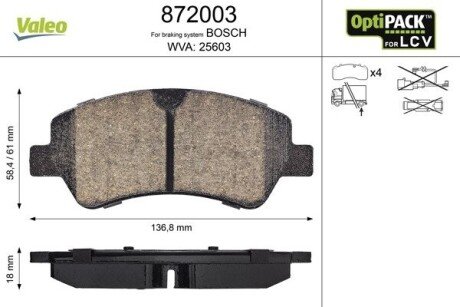 KLOCKI HAMULCOWE OPTIPACK LCV Valeo 872003