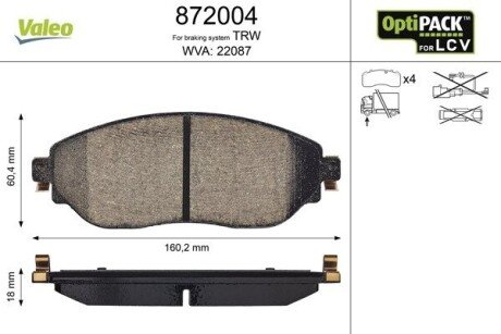 KLOCKI HAMULCOWE OPTIPACK LCV Valeo 872004