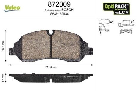 KLOCKI HAMULCOWE OPTIPACK LCV Valeo 872009