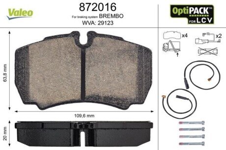 KLOCKI HAMULCOWE OPTIPACK LCV Valeo 872016