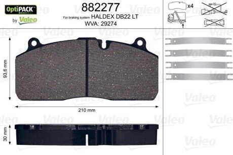 Колодки Гальмівні Saf B9-22S Haldex Modul T 22.5 Sbs 2220 210*94*30Mm Valeo 882277