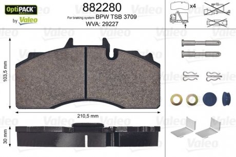 Колодки Гальмівні Bpw Eco Plus2 Tsb 3709 Valeo 882280