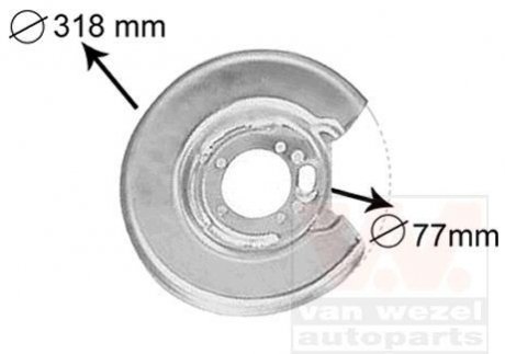 Отражатель, диск тормозного механизма Van Wezel 5994373