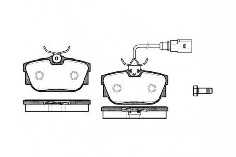 Колодки тормозные дисковые, задние, R15, 98-03 (тип LUCAS) с датчиком - (7D0698451J / 7D0698451G / 7D0698451E) WOKING P6673.01 (фото 1)