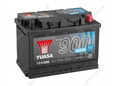 В наявності Акумулятор AGM АГМ 70Ah AGM Start Stop Plus (R+) YUASA YBX9096