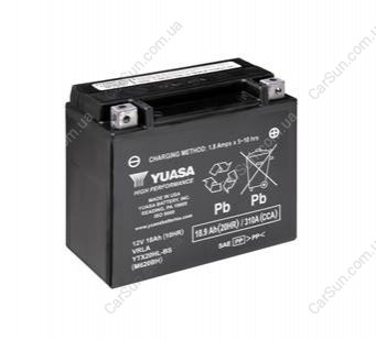 Аккумулятор МОТО 12V 18,9Ah 310A (175x87x155) High Performance MF VRLA Battery - YUASA YTX20HL-BS (фото 1)