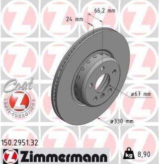 Диск гальмівний BMW Formula F Coat Z ZIMMERMANN 150.2951.32