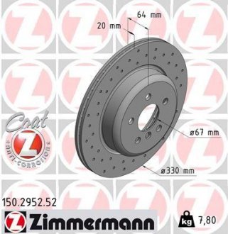 Тормозной диск - (34216882245) ZIMMERMANN 150.2952.52