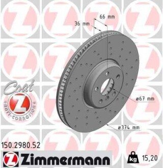 TARCZA HAMULC. BMW 3 G20,G80 18- LP (OE-34106895647) ZIMMERMANN 150.2980.52