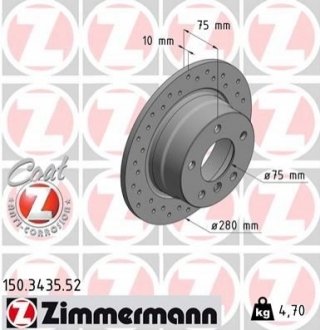 Гальмівний диск ZIMMERMANN 150.3435.52 (фото 1)
